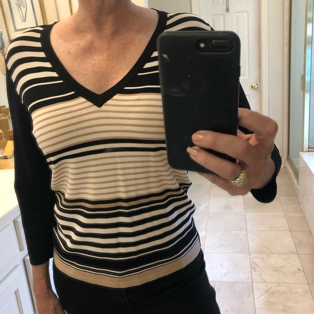 Sweater, V-neck, 3/4 length sleeves, Sz M, by Bice